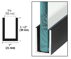 CRL Matte Black Wet Glaze 1-1/2" Deep U-Channel 120" Stock Length