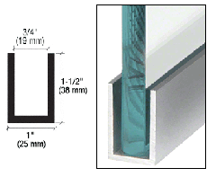 CRL Brushed Stainless Anodized Wet Glaze 1-1/2" Deep U-Channel 240" Stock Length