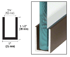 CRL Black Bronze Anodized Wet Glaze 1-1/2" Deep U-Channel 120" Stock Length