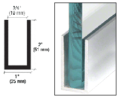 CRL Brite Anodized Wet Glaze 2" Deep U-Channel 120" Stock Length