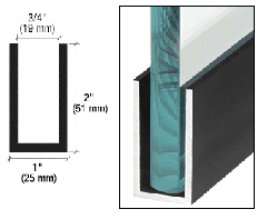 CRL Black Powder Coat Wet Glaze 2" Deep U-Channel 120" Stock Length