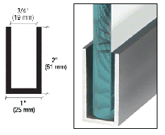 CRL Brushed Stainless Anodized Wet Glaze 2" Deep U-Channel 240" Stock Length