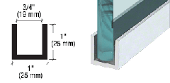 CRL Brite Anodized Wet Glaze 1" Deep U-Channel 120" Stock Length