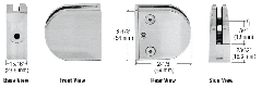 CRL Brushed Stainless Z-Series Round Type Flat Base Stainless Steel Clamp for 1/4" and 5/16" Glass