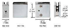 CRL Brushed Stainless Z-Series Radius Surface Mount Square Type Glass Clamps for 3/4" (19 mm) Glass