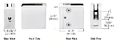 CRL White Z-Series Square Type Flat Base Zinc Clamp for 3/8" Glass