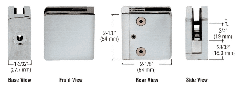 CRL Brushed Stainless Z-Series Square Type Flat Base Stainless Steel Clamp for 3/8" Glass