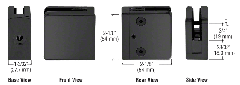 CRL Matte Black Z-Series Square Type Flat Base Stainless Steel Clamp for 3/8" Glass