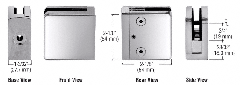 CRL Polished Stainless Z-Series Square Type Flat Base Stainless Steel Clamp for 3/8" Glass