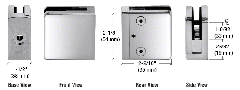 CRL Polished Stainless Z-Series Flat Surface Mount Square Type Glass Clamps for 3/4" Glass