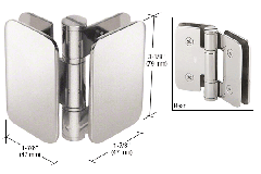 CRL Polished Stainless Zurich 04 Series Glass-to-Glass 90 Degree Inswing Hinge